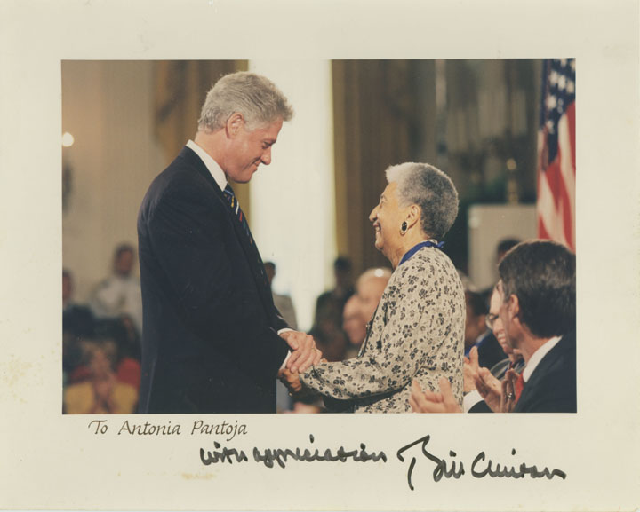 Presidential-Medal-of-Freedom A Presidential keepsake from President Bill Clinton to Dr. Antonia Pantoja in remembrance of her 1996 Presidential Medal of Freedom