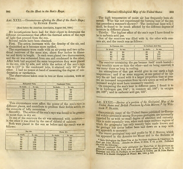 Scanned pages from Eunice Foote's paper,