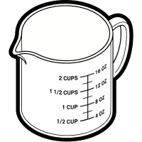Black and white measuring cup