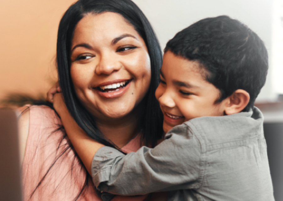 Woman and child embracing