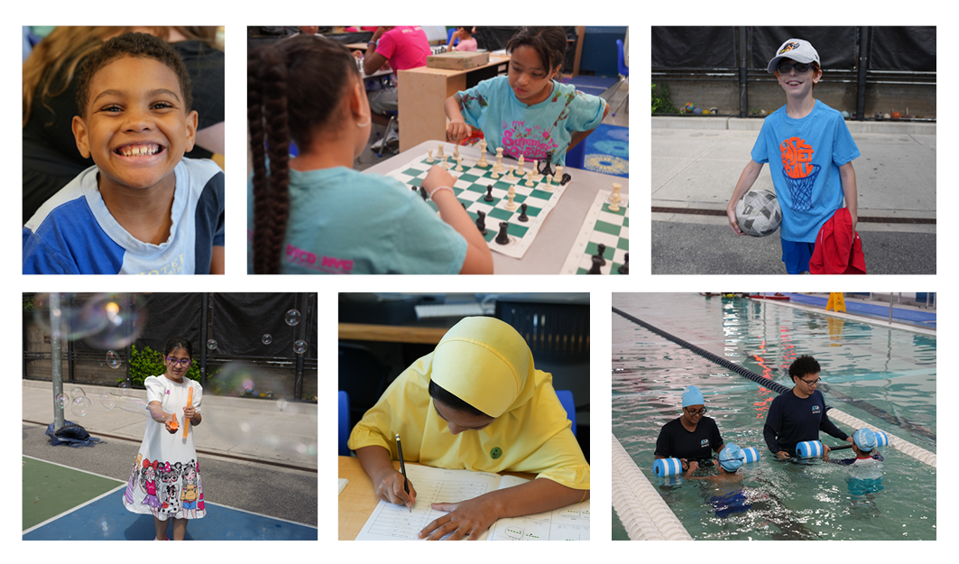 Newsletter banner shows students participating in Summer Rising and getting ready for school.