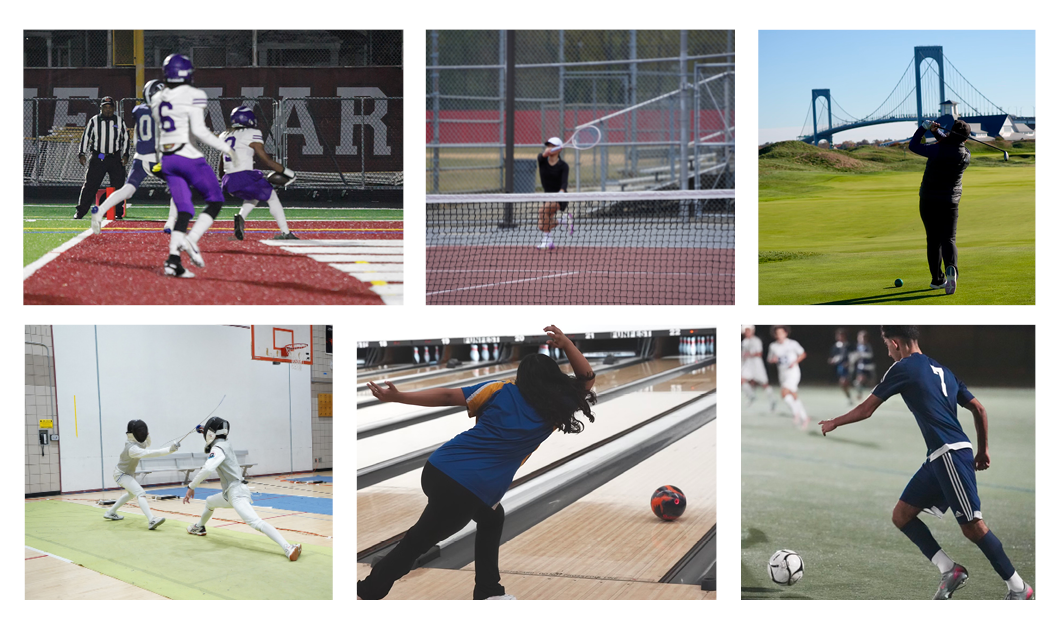 Newsletter banner shows students participating in fall sports.