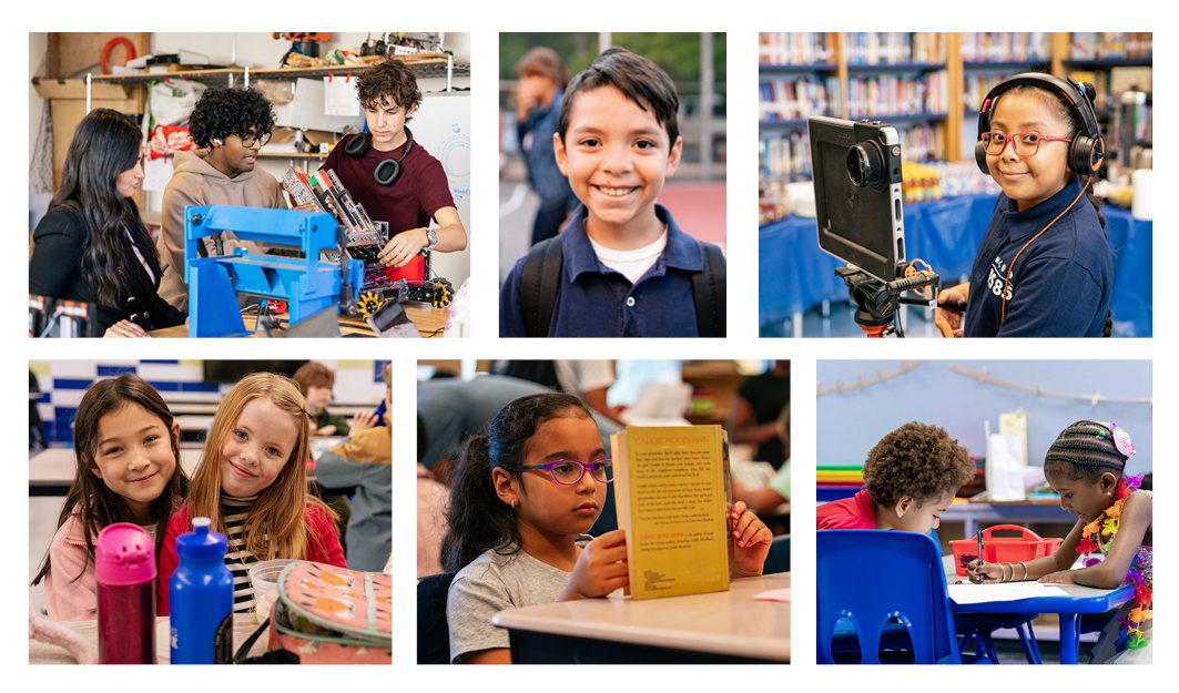 Newsletter banner shows students getting ready for a new school year.