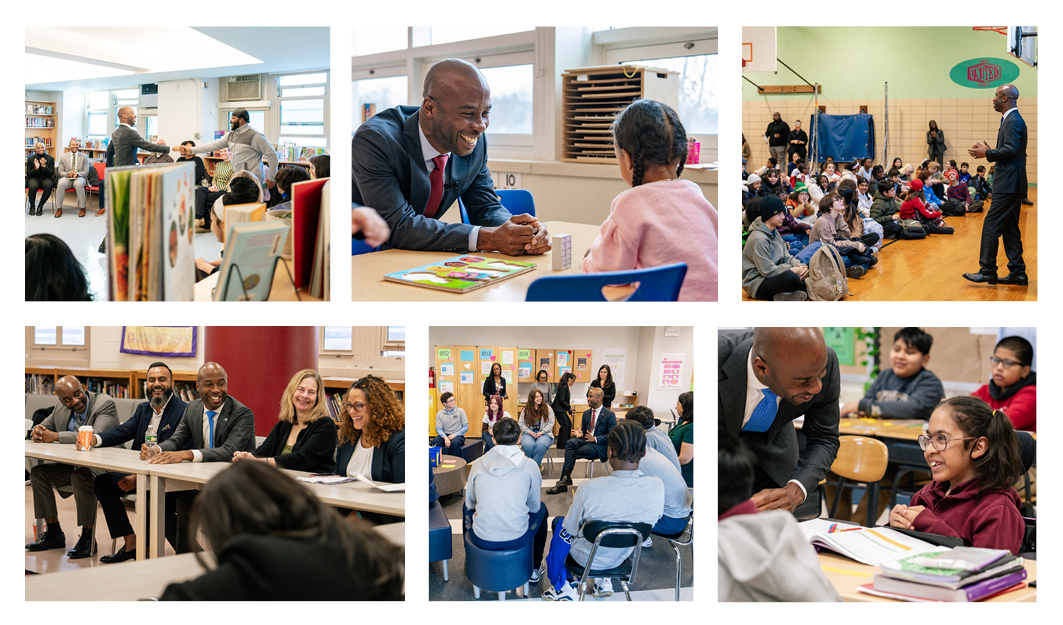 Newsletter banner shows Chancellor Samuels’ school visits last week.