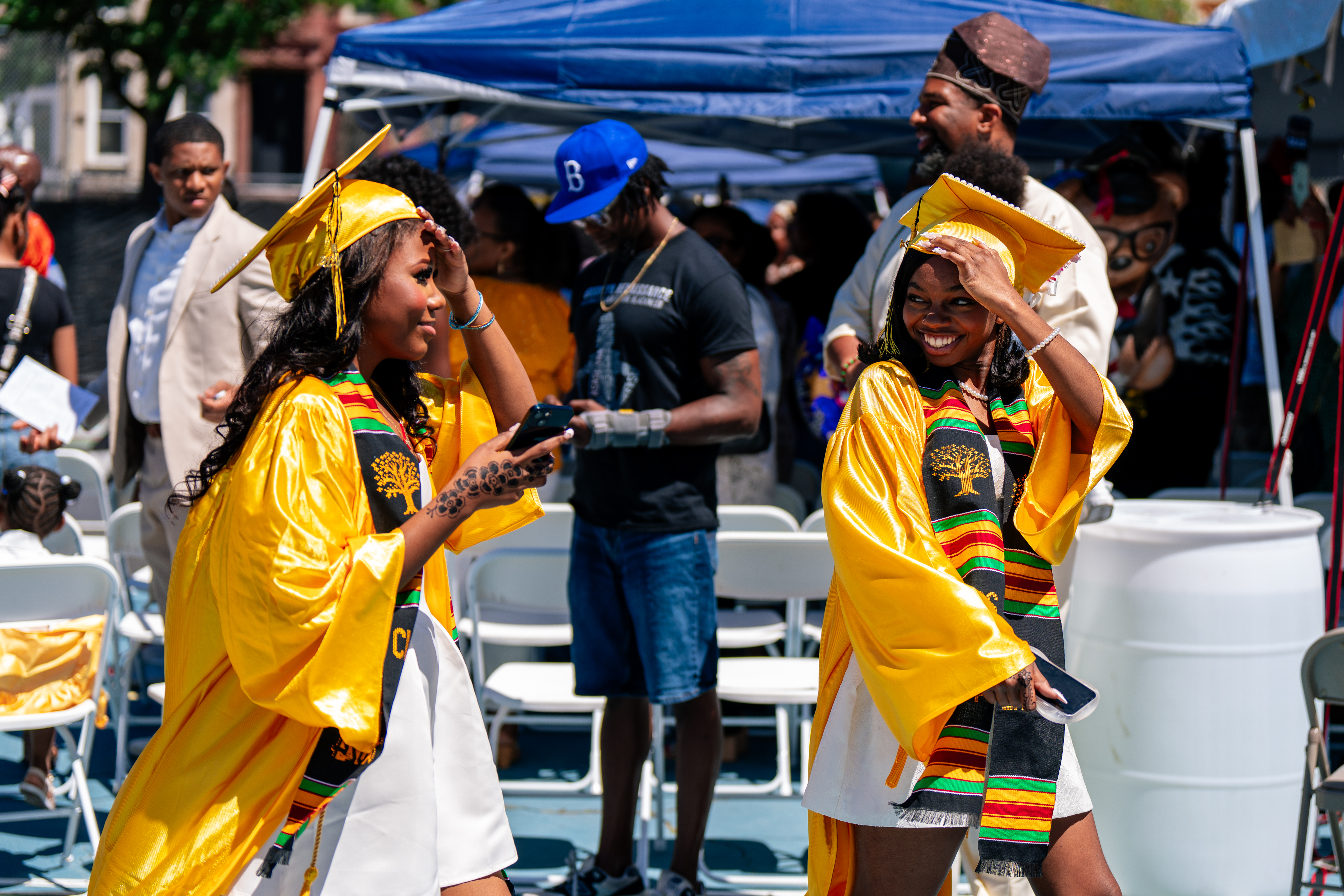 High school students attend their graduation ceremony