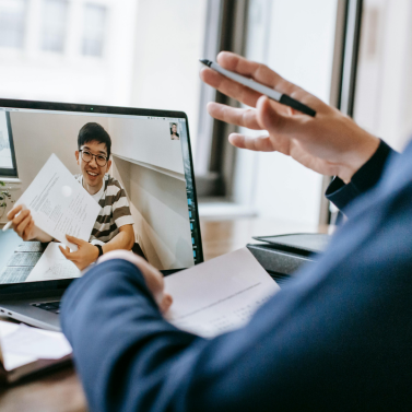 Two people on a video call
