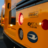 Closeup of the back of a New York City yellow school bus