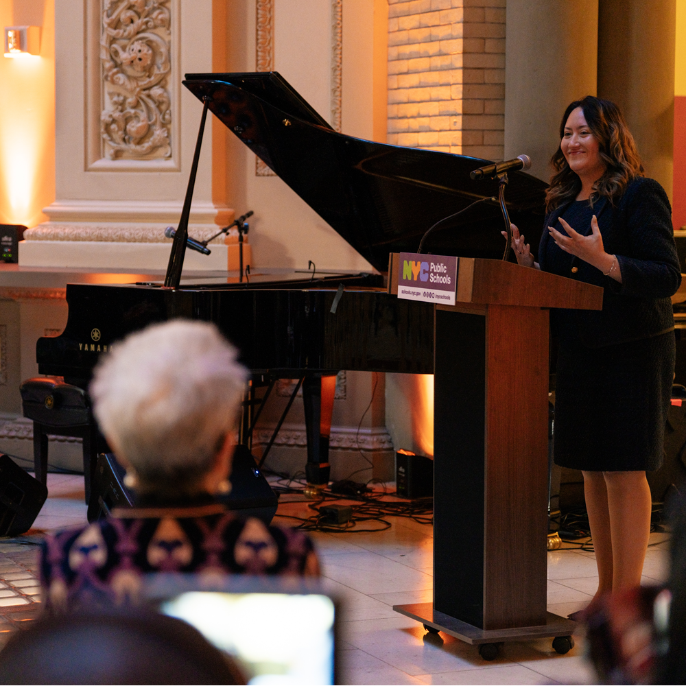 Chancellor Aviles-Ramos at Podium (Arts Education Showcase 2025)