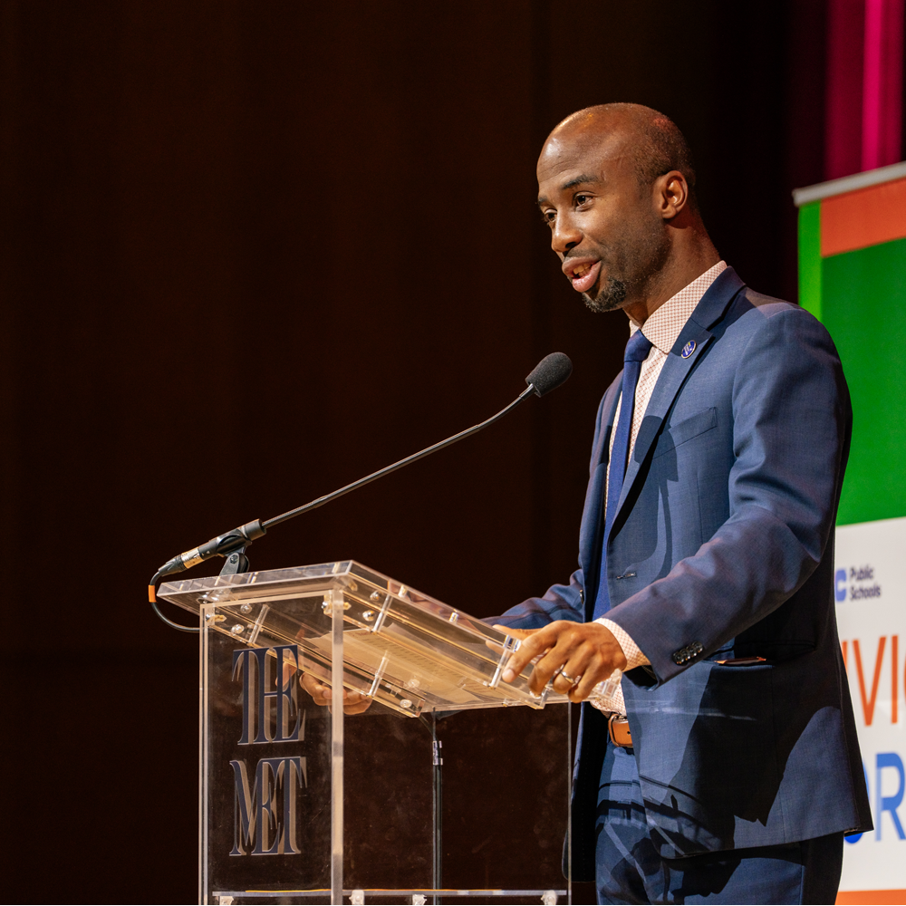 Chancellor Samuels at Podium (SoapboxNYC 2026)