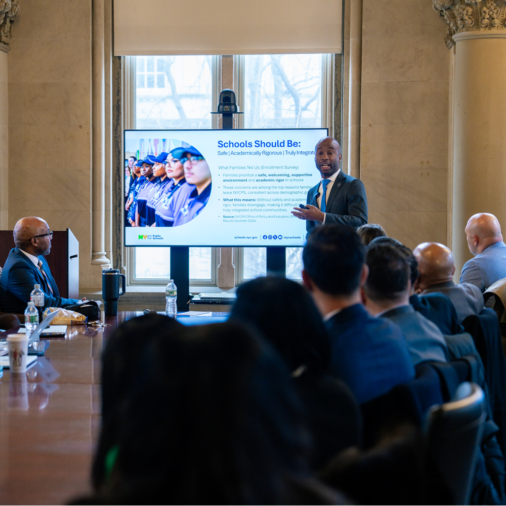 Chancellor Samuels Presenting at Superintendents Meeting in Tweed
