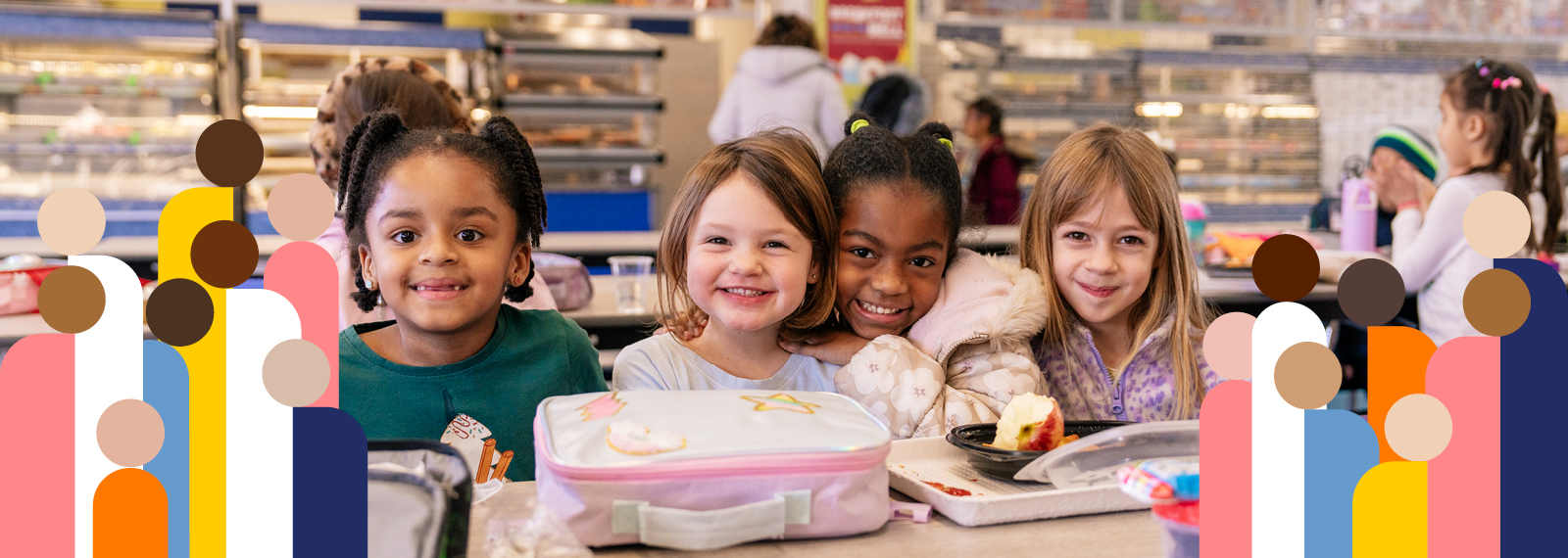 2025 Respect for All Week header with four young students smiling at their lunch table