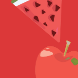 A red graphic with watermelon and apple images promoting free summer meals for 2026