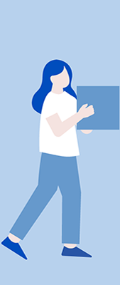 Graphic of a person holding a box